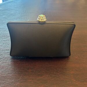 Carlo Fellini Brown Evening Bag with Rhinestone Closure